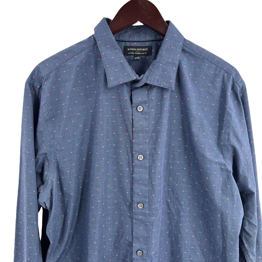 Banana Republic Blue Long Sleeve Button Front No Iron Shirt Size‎ XL